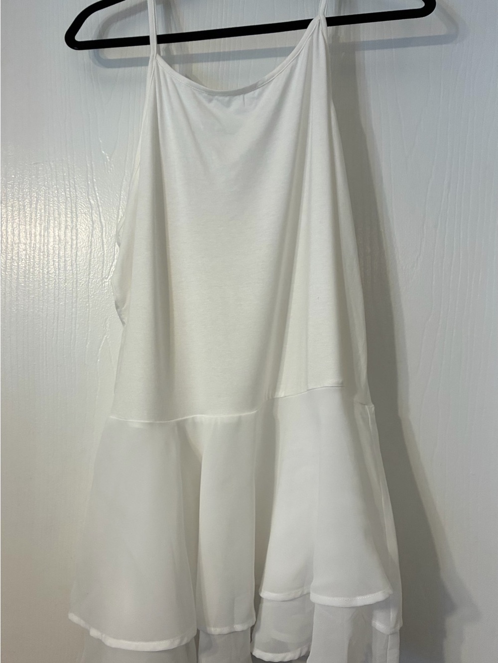 White Tiered Spaghetti Strap Dress - Lightweight Summer Dress